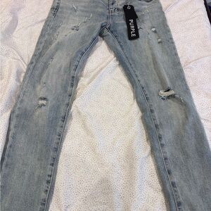 Purple Men's Slim Straight Light Blue Jeans